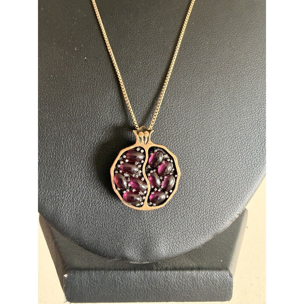 SZ Jewelry Design Juicy Pomegranate Bronze 925 Silver Garnet Pendant Necklace